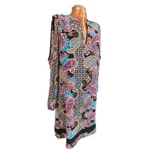 Mosaic Print Nicole Miller Open Shoulder Dress